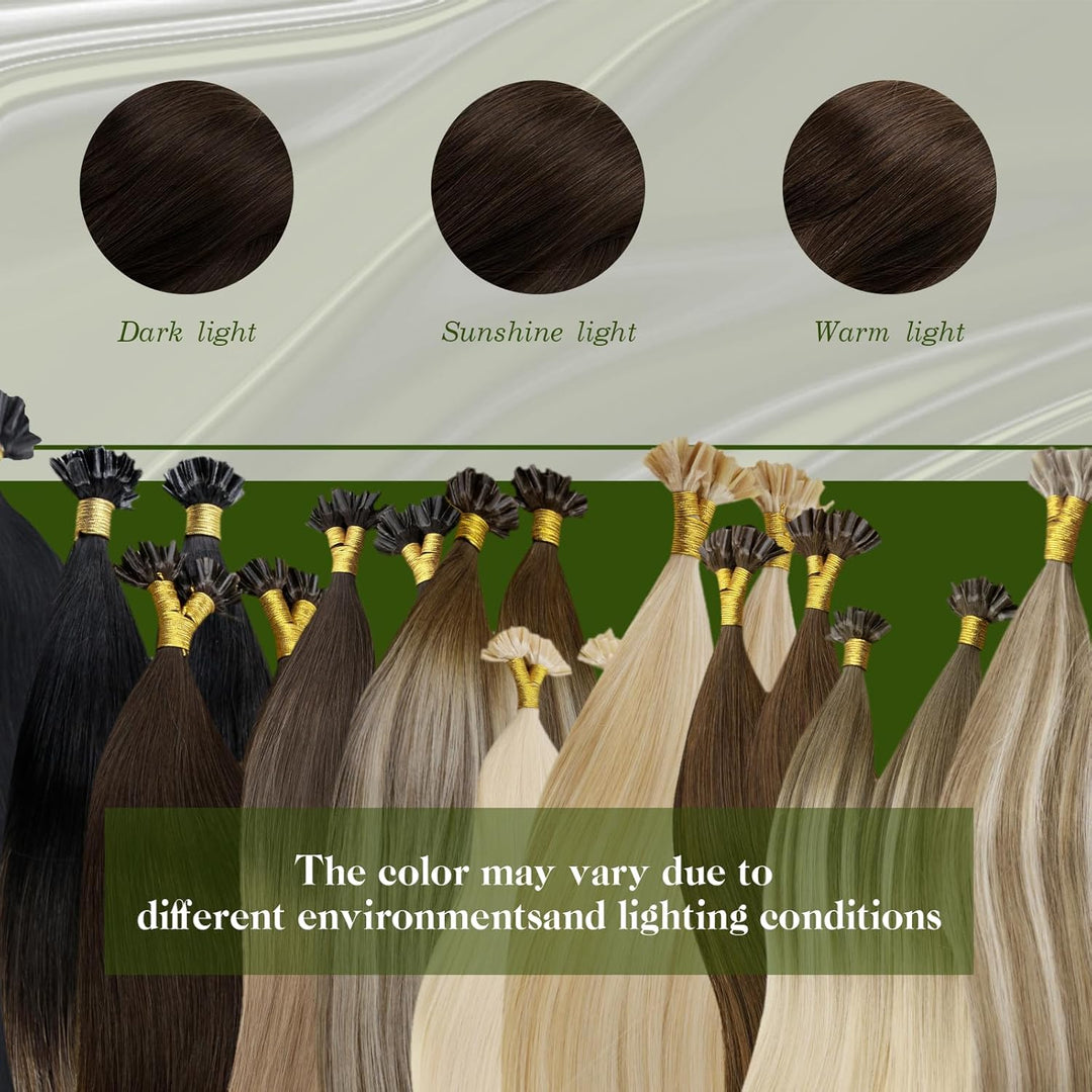 RUNATURE Keratin Bondings Echthaar Extensions 40cm DunkelBraun Extensions Echthaar Bondings 1g 40cm