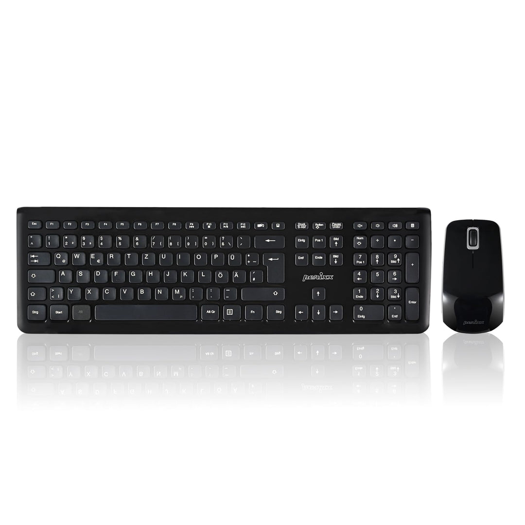 Perixx PERIDUO-703B Kabelloses Tastatur und Maus Set, 2.4G Funk, Mini USB Empfänger, 10m Reichweite,