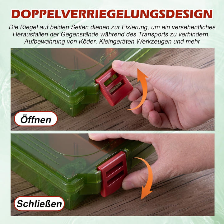 Goture Verdickte Köderbox Angeln 3700 - Transparente Angelbox mit Messlineal, Verstellbaren Trennwän