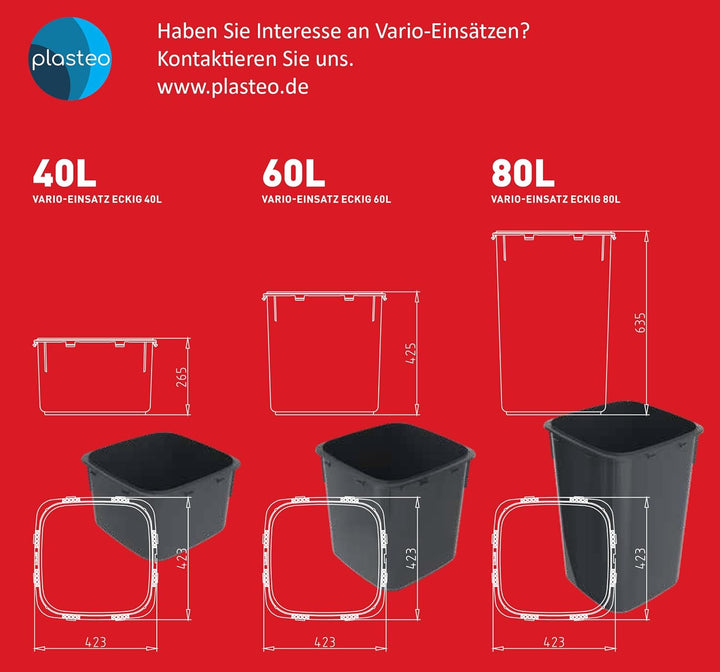plasteo SULO Vario Mülltonneneinsatz | Reduziert das Volumen | Spart Geld | Passend für 120L SULO Va