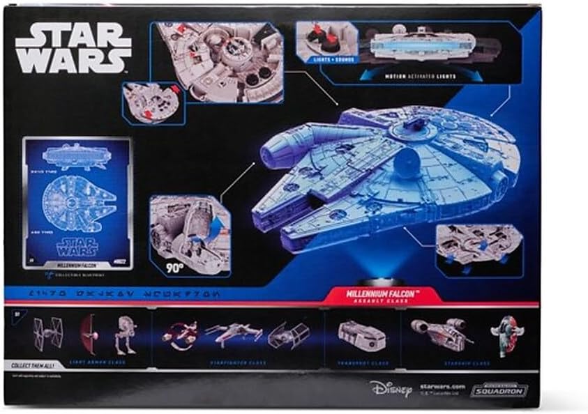 Star Wars Micro Galaxy Squadron SWJ0022 - Millennium Falcon, offizielles 22,5 cm Fahrzeug mit Licht,