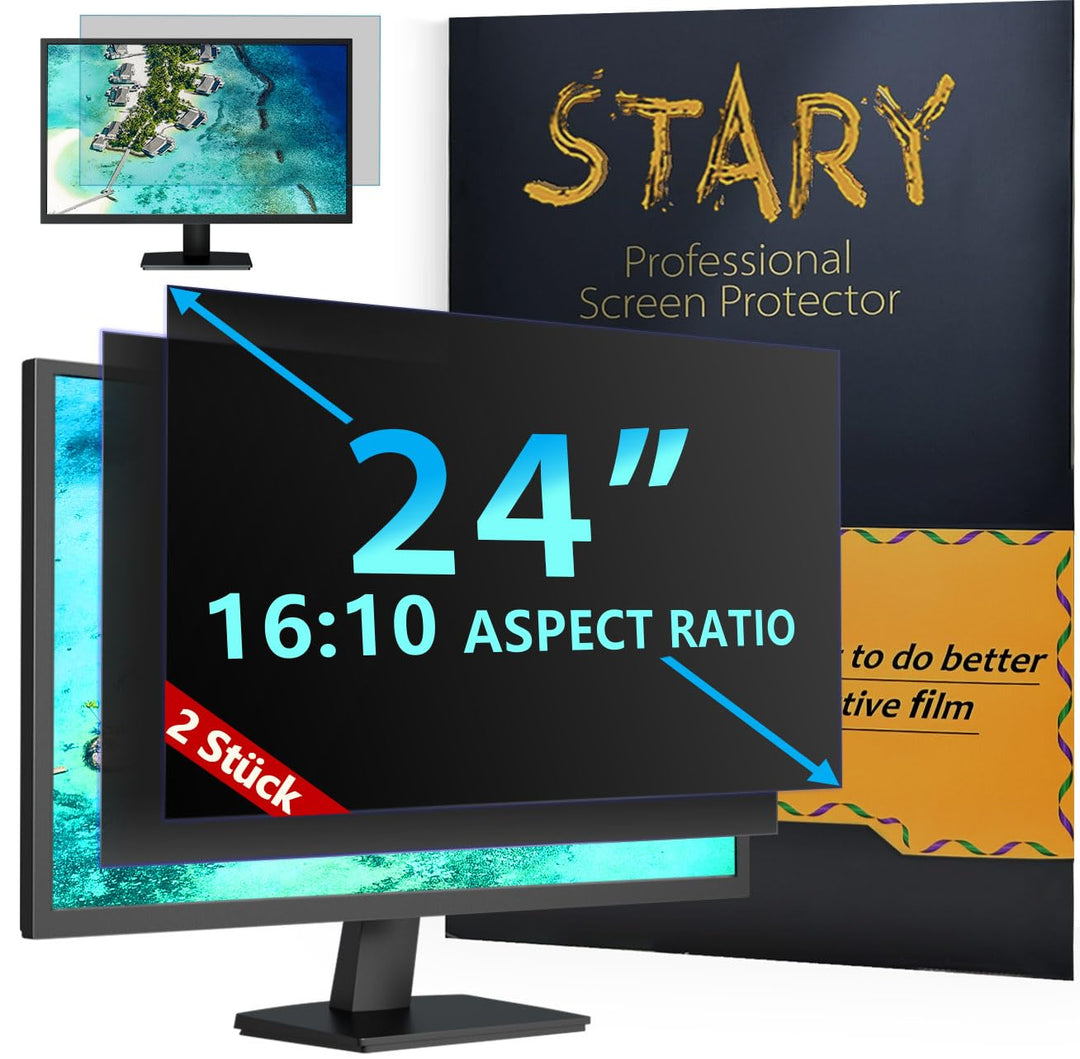 STARY [2 Stück 24 Zoll Computer Privatsphäre Bildschirm Filter für 16:10 Widescreen Monitor abnehmba