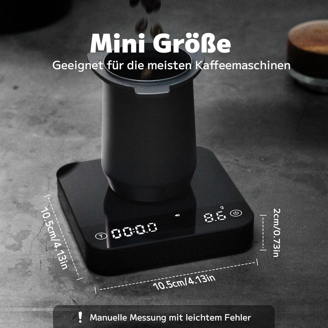Espresso Waage mit Timer, 0.1g Genaue Kaffeewaage mit 4 Modi, Anzeige von Verhältnis und Durchflussm
