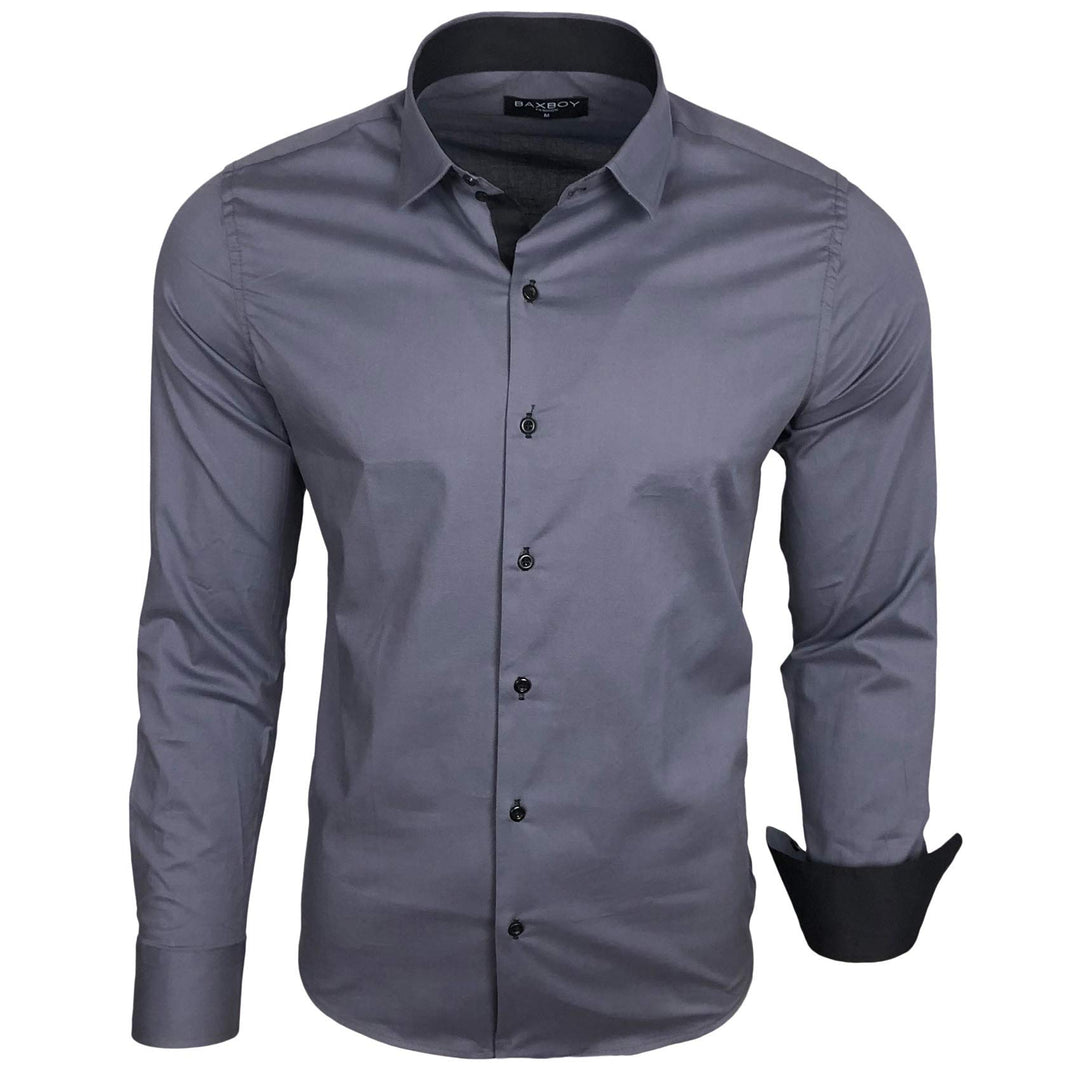 Herren-Hemd Langarm/Business Freizeit Hochzeit/Bügelleicht/Slim-Fit/Anzug Kentkragen Hemd B-500, S A