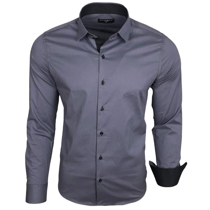 Herren-Hemd Langarm/Business Freizeit Hochzeit/Bügelleicht/Slim-Fit/Anzug Kentkragen Hemd B-500, S A