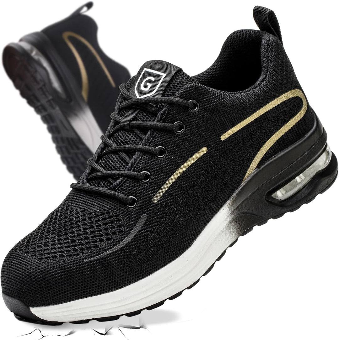 YEKOYIOO Sicherheitsschuhe Herren Damen Arbeitsschuhe mit Stahlkappe Sneaker Schutzschuhe 41 EU Gold