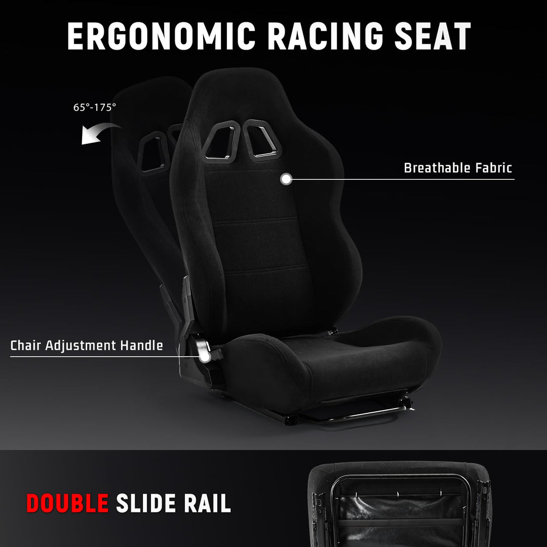 Dardoo Rear Seat Frame Racing Wheel Stand Accessories with Black Seat Sturdy Fit for Steering Wheel