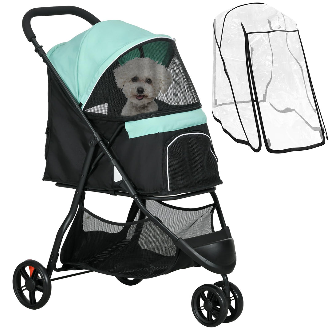 PawHut Hundewagen 2 in 1 Hundebuggy klappbar für Hunde &amp; Katzen bis 10 kg Katzenbuggy mit Kissen Net
