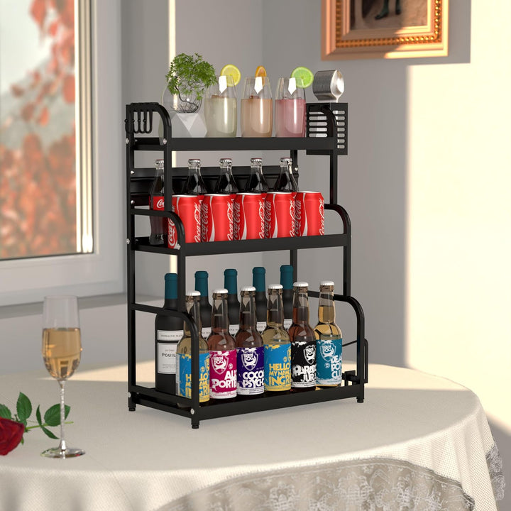 FEXPLENDID spices organizer, küchenregal arbeitsplatte, 63x49x22.5cm, Stahl, gewürz organizer, küche