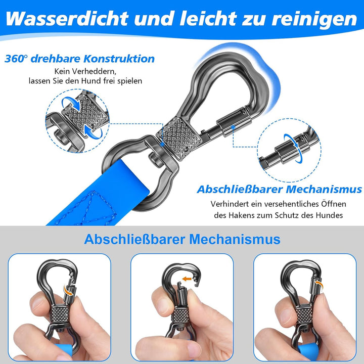 X XBEN Wasserfest Schleppleine für Hunde,3M 5M 10M 15M 20M 30M Gummierte Schleppleine mit Abschliess