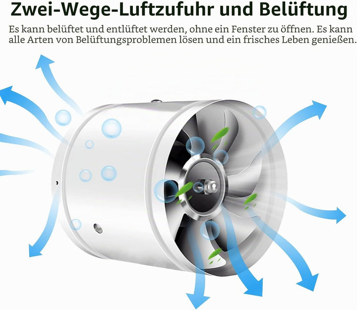 Axialer Rohrventilator Ø200mm, Abluftventilator Ø200mm Zuluft/Abluft, 25W Für Bad, WC, Küche, Gewäch