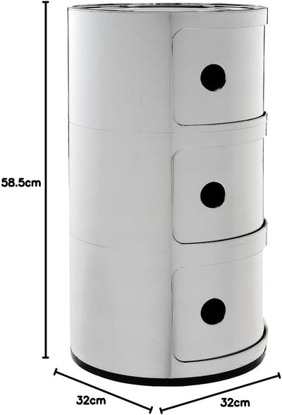 Kartell Componibili, 3 Elements, Verchromt, Runde Basis 3-fächer Verchromt, 3-fächer Verchromt
