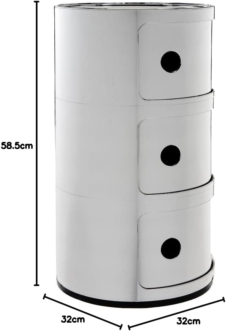 Kartell Componibili, 3 Elements, Verchromt, Runde Basis 3-fächer Verchromt, 3-fächer Verchromt