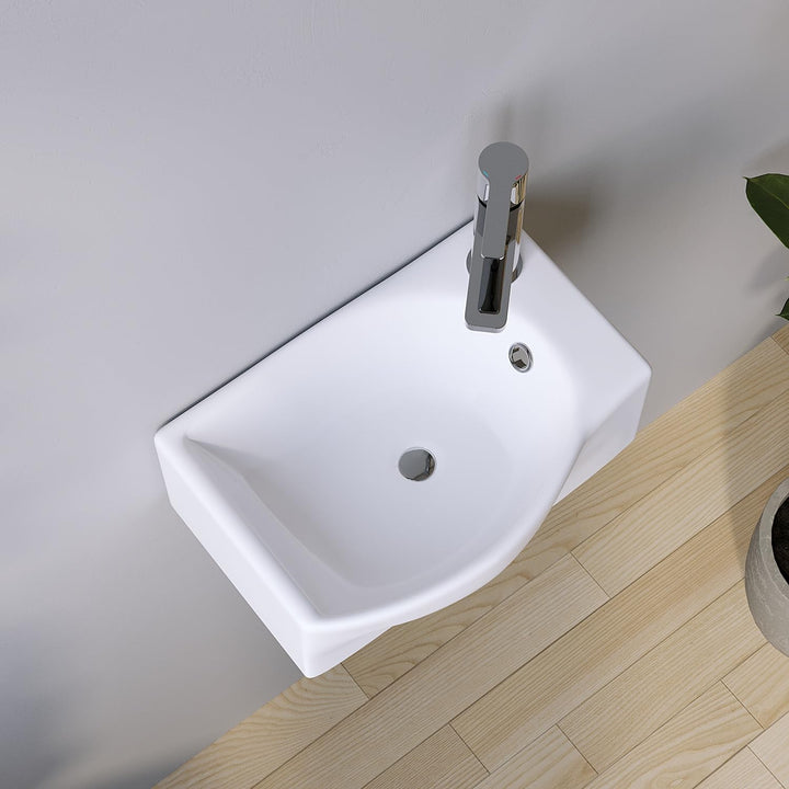 Waschbecken Keramik Waschtisch Hängewaschbecken klein Handwaschbecken Weiss Eckig-Oval 40 x 28 cm Ba