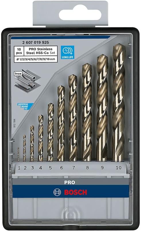 Bosch Pro 10tlg. Metallbohrer-Set HSS-Cobalt Robust Line Durchmesser: 1.0 - 10.0, Durchmesser: 1.0 -