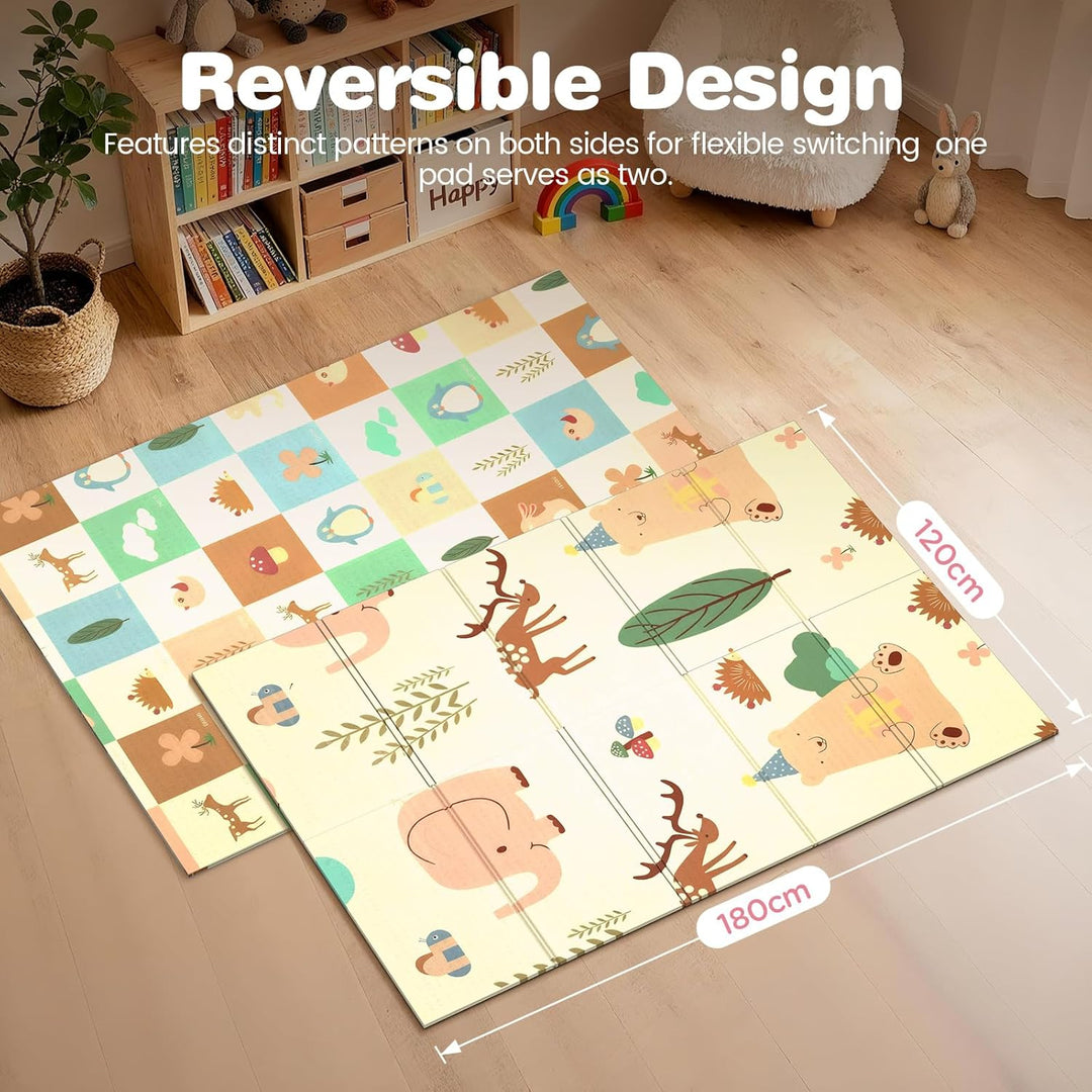 Krabbelmatte 180x120cm – Baby Spielmatte doppelseitig, Krabbeldecke aus XPE 1cm, faltbar, wasserdich