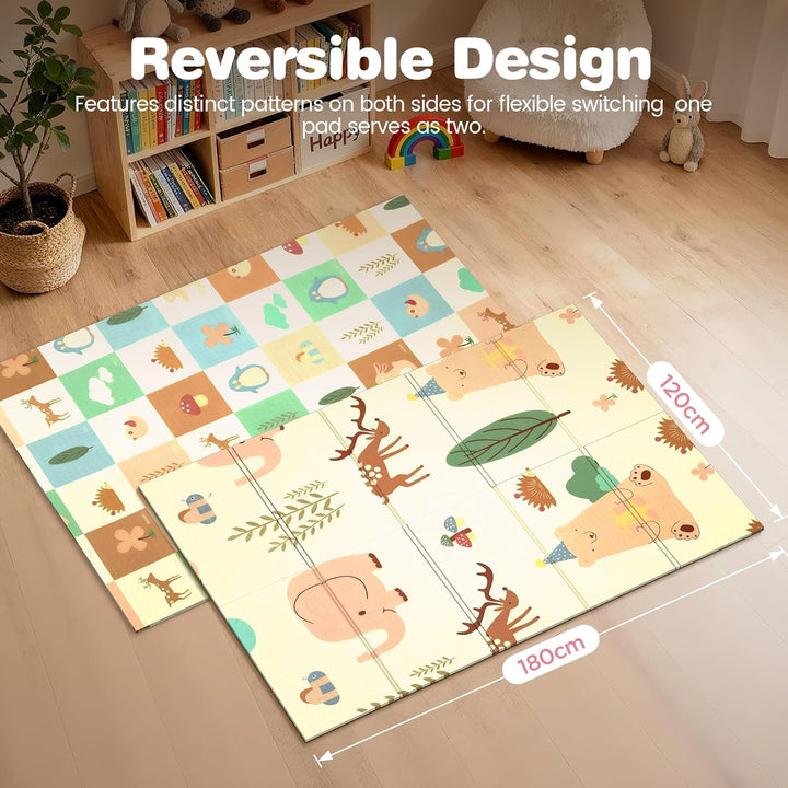 Krabbelmatte 180x120cm – Baby Spielmatte doppelseitig, Krabbeldecke aus XPE 1cm, faltbar, wasserdich