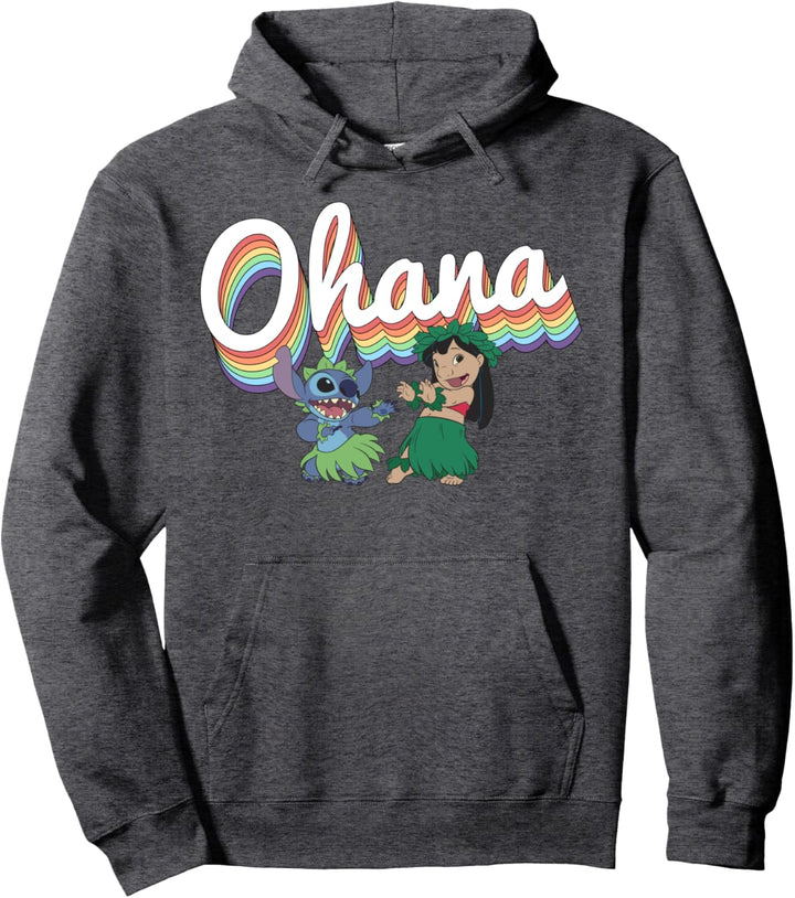 Disney Lilo & Stitch Pride Ohana Rainbow Pullover Hoodie