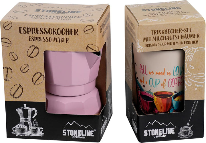 STONELINE Espressokocher Induktion aus Aluguss 170 ml, 4 Tassen, für alle Herdarten, Italienischer K