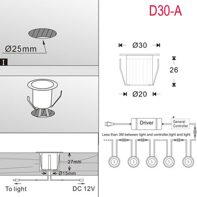 10er WIFI RGBWW Bodeneinbauleuchten Arbeitet mit Alexa,LED Einbaustrahler DC12V Ø31mm 0.6W LED Boden