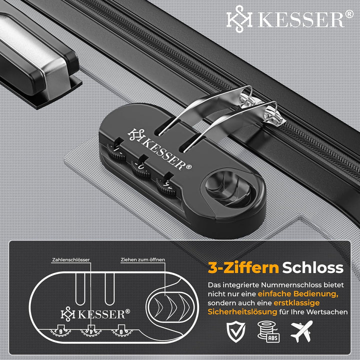 KESSER® 3tlg. Hartschalenkofferset Hartschalenkoffer Trolley Koffer Reisekoffer Reisekofferset Gepäc