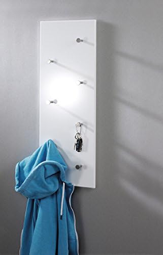 HAKU Möbel Wandgarderobe, MDF, weiss-chrom, B 80 x T 6 x H 30 cm, Weiss-chrom