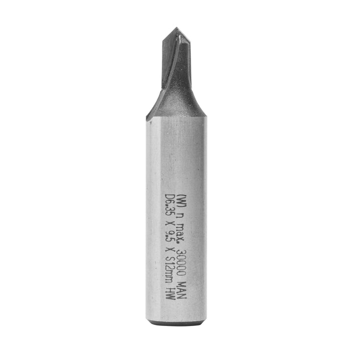 ENT 12084 V-Nutfräser und Schriftenfräser HW, Schaft (S) 12 mm, Durchmesser (D) 6,35 mm, NL 9,5 mm,