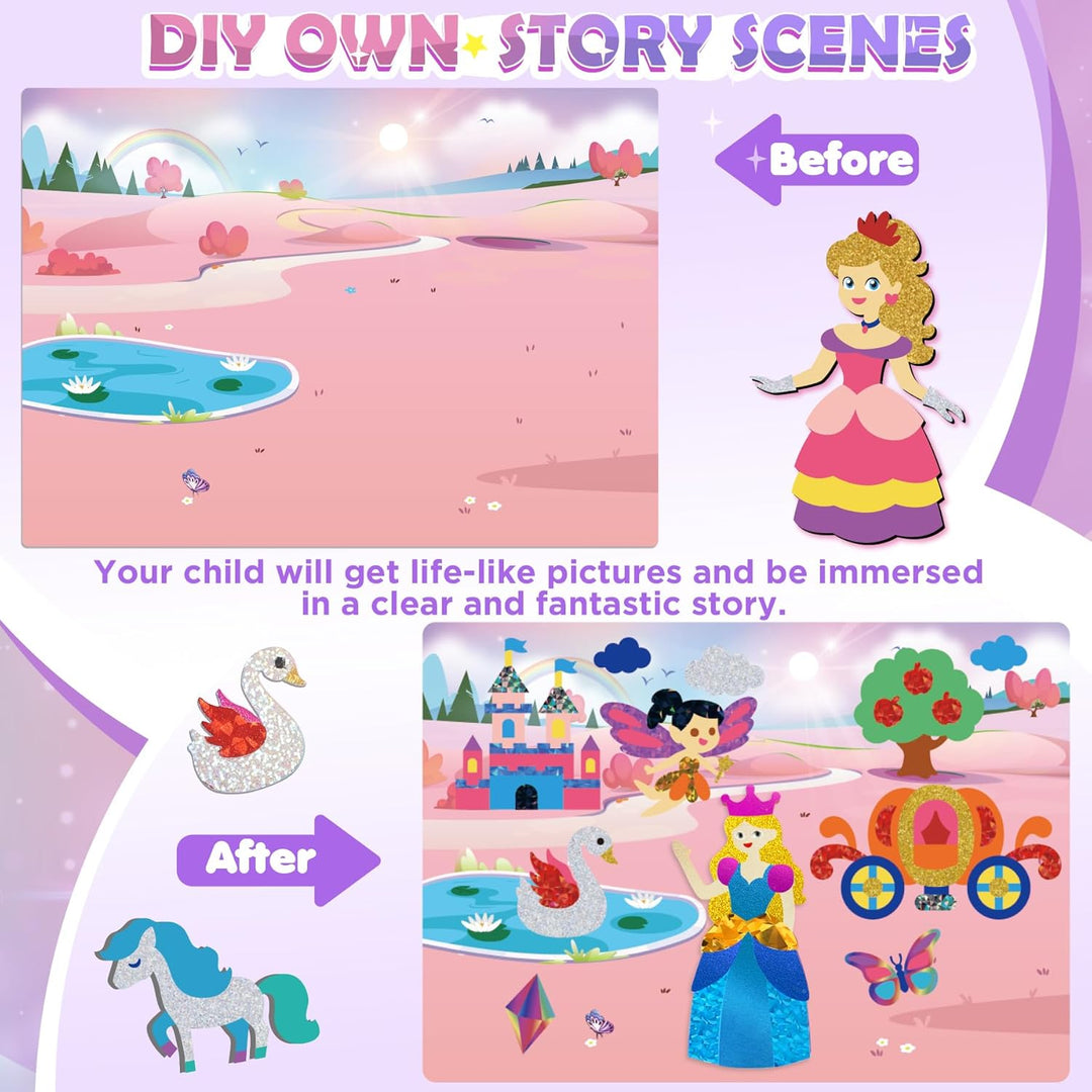 URMYWO Folienspass Kinder, Prinzessin Foil Art FüR Kinder,Bastelsets FüR MäDchen Alter 3-10,DIY-Akti
