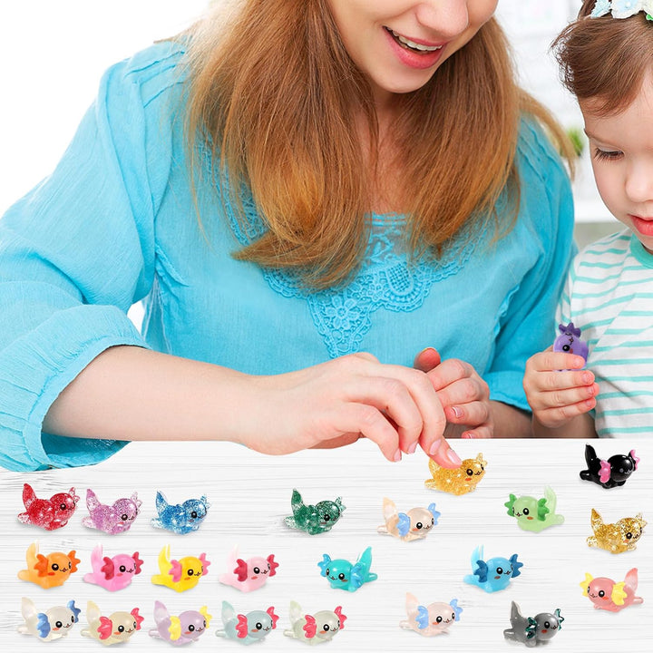 XIHIRCD 72stk Mini-Axolotl Kunstharz, 3 Stile Winzige Miniatur-Axolotl-Figuren Kleines Axolotl-Ornam