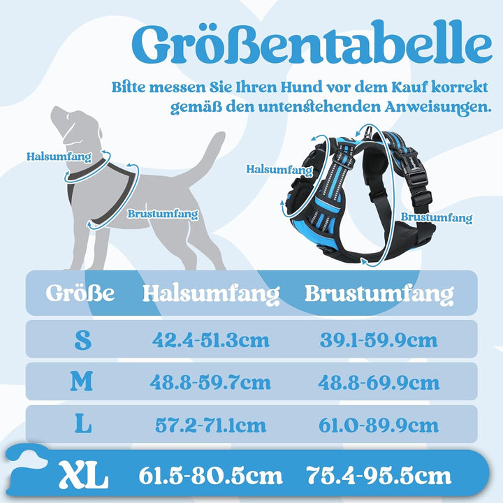 rabbitgoo Hundegeschirr Grosse Hunde, Verstellbare Geschirr Hund ohne Zug &amp; Würgen, Anti Zug Hundege
