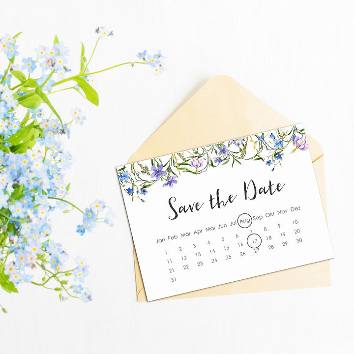 50 Save the date Karten Hochzeit Einladung Hochzeit Einladungskarten (Blaue Hochzeit), Blaue Hochzei