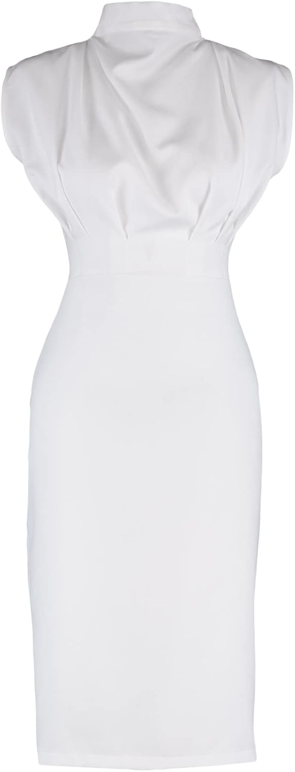 TRENDYOL Damen Gerade Midi-ärmel Tag Nacht Schlank Kleid Dress, 36 Ecru