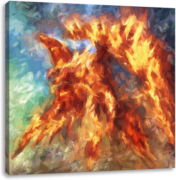 Pixxprint Feuriger Adler als Leinwandbild Quadratisch/Grösse: 70x70 / Wandbild/Kunstdruck/fertig bes