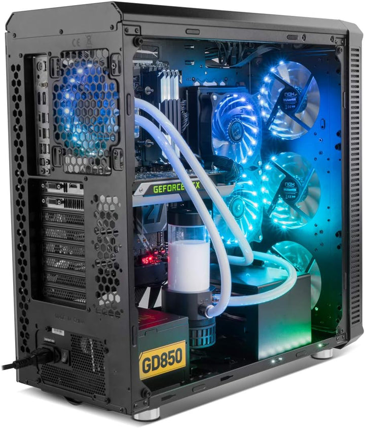 NOX HUMMER TGX RGB Box -NXHUMMERTGX- RGB Rainbow ATX-Micro ATX-ITX Box, 4 140mm RGB-LED-Lüfter im Li