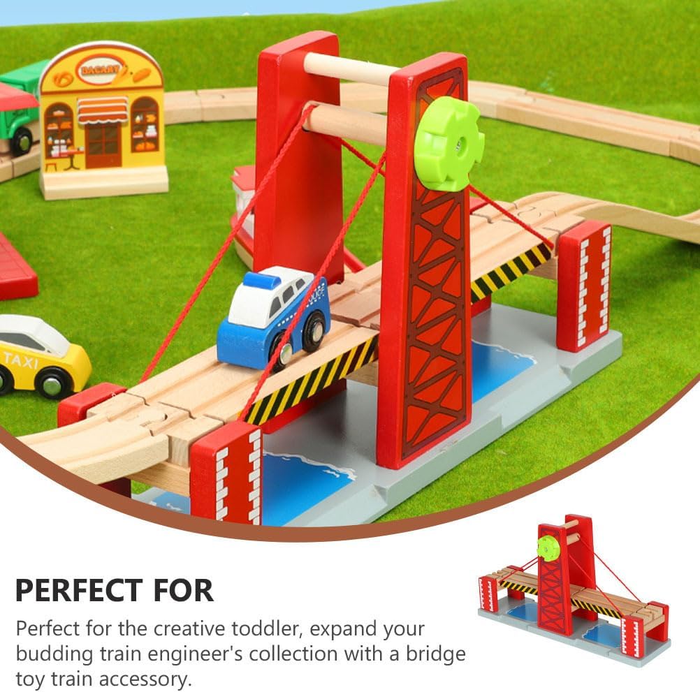 ibasenice Holz-Zugbrücke Hebebrücke Für Eisenbahnspielzeug Kompatibel Mit Holzeisenbahn Schienen Set
