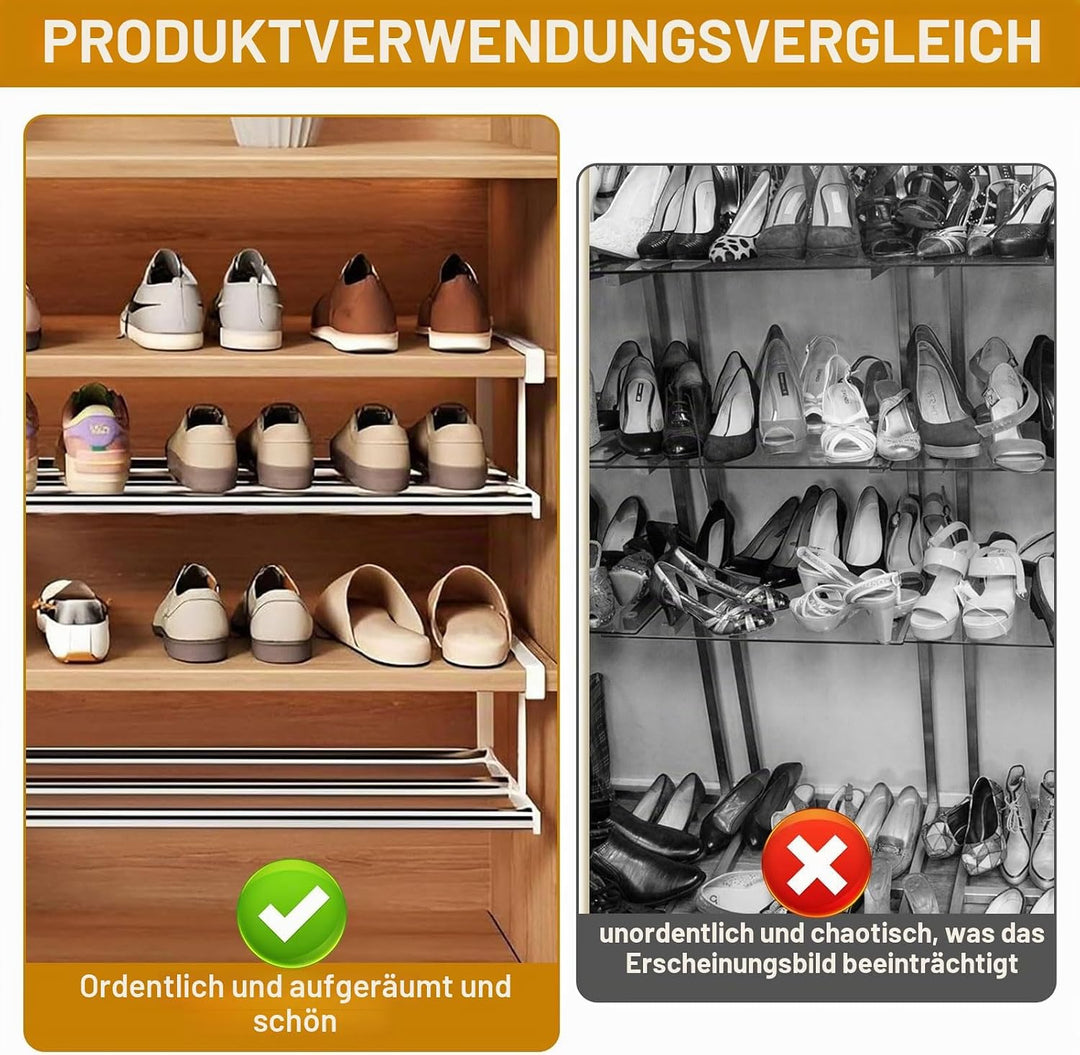Hängendes Schuhregal Organizer 40–70 cm Ausziehbar – Erweiterbarer Regal Organizer unter dem Schrank