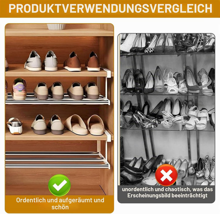 Hängendes Schuhregal Organizer 40–70 cm Ausziehbar – Erweiterbarer Regal Organizer unter dem Schrank