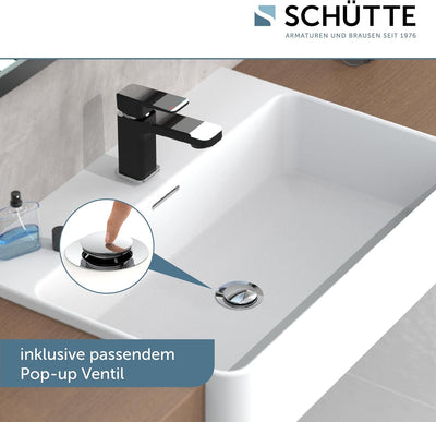 SCHÜTTE 43106 MADAGASKAR Waschtischarmatur mit Ablaufgarnitur, Mischbatterie mit Pop-Up Ventil, Bada