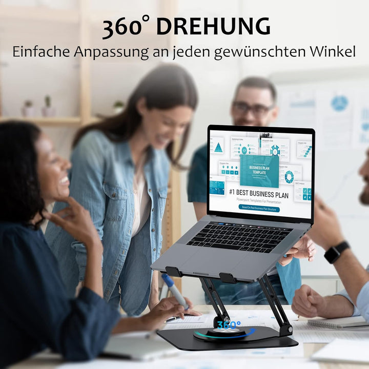 JOYEKY 360° Drehbarer Laptop Ständer, Faltbarer Tragbar Laptopständer aus Aluminium, Höhenverstellba