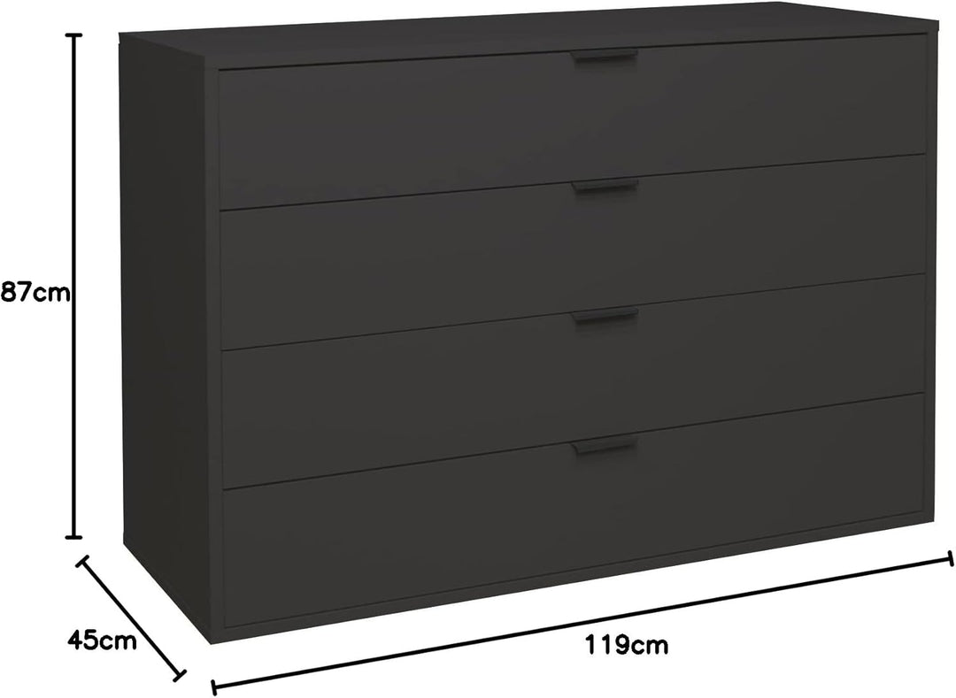 DEINE TANTE EMMA Bonnie/KO_04-119 anthrazit matt Lack Schubladenkommode Kommode Sideboard ca. 119 x