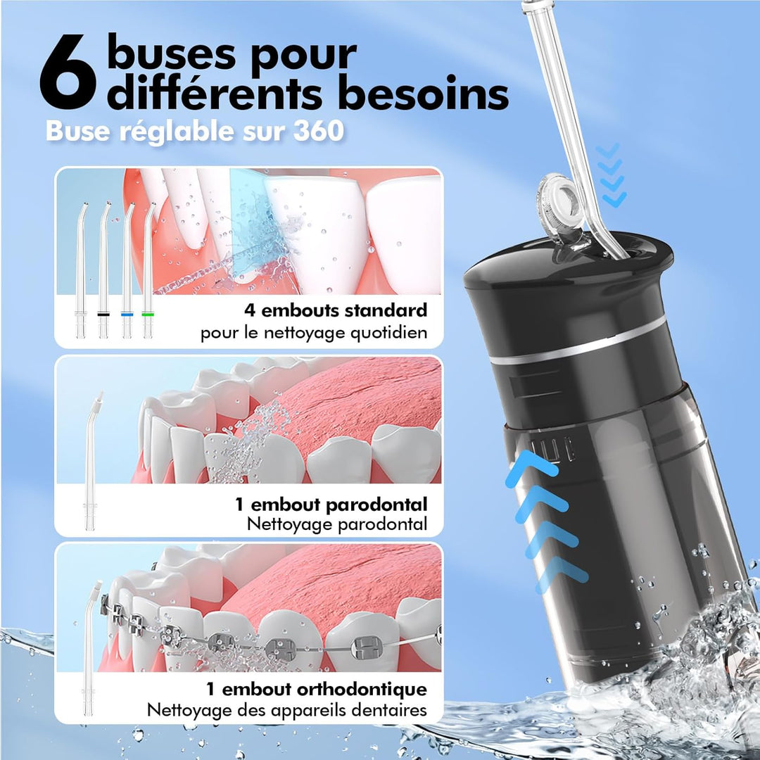 Reise Munddusche Kabellos Zahnreinigung: Oral Irrigator mit 5 Modi, 180ML Wassertank IPX7 Wasserdich
