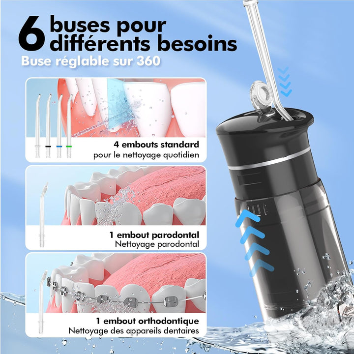 Reise Munddusche Kabellos Zahnreinigung: Oral Irrigator mit 5 Modi, 180ML Wassertank IPX7 Wasserdich