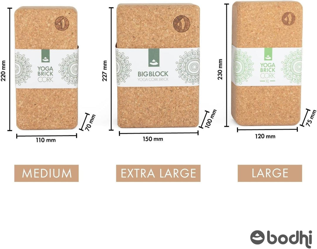Bodhi Yoga Block Kork Brick | Einzeln & als Set | 100% Naturkork – Universal Yogaklotz | Umweltfreun