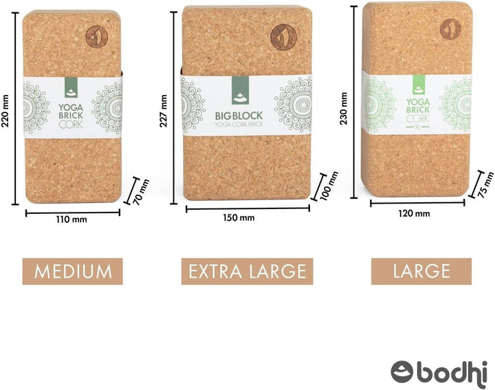 Bodhi Yoga Block Kork Brick | Einzeln & als Set | 100% Naturkork – Universal Yogaklotz | Umweltfreun