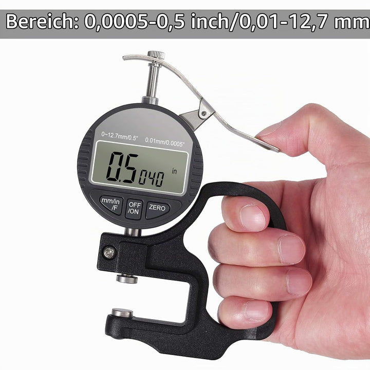 Tragbares digitales Dickenmessgerät 0,0005-0,5 Zoll / 0,01-12,7 mm Messbereich Elektronisches Mikrom
