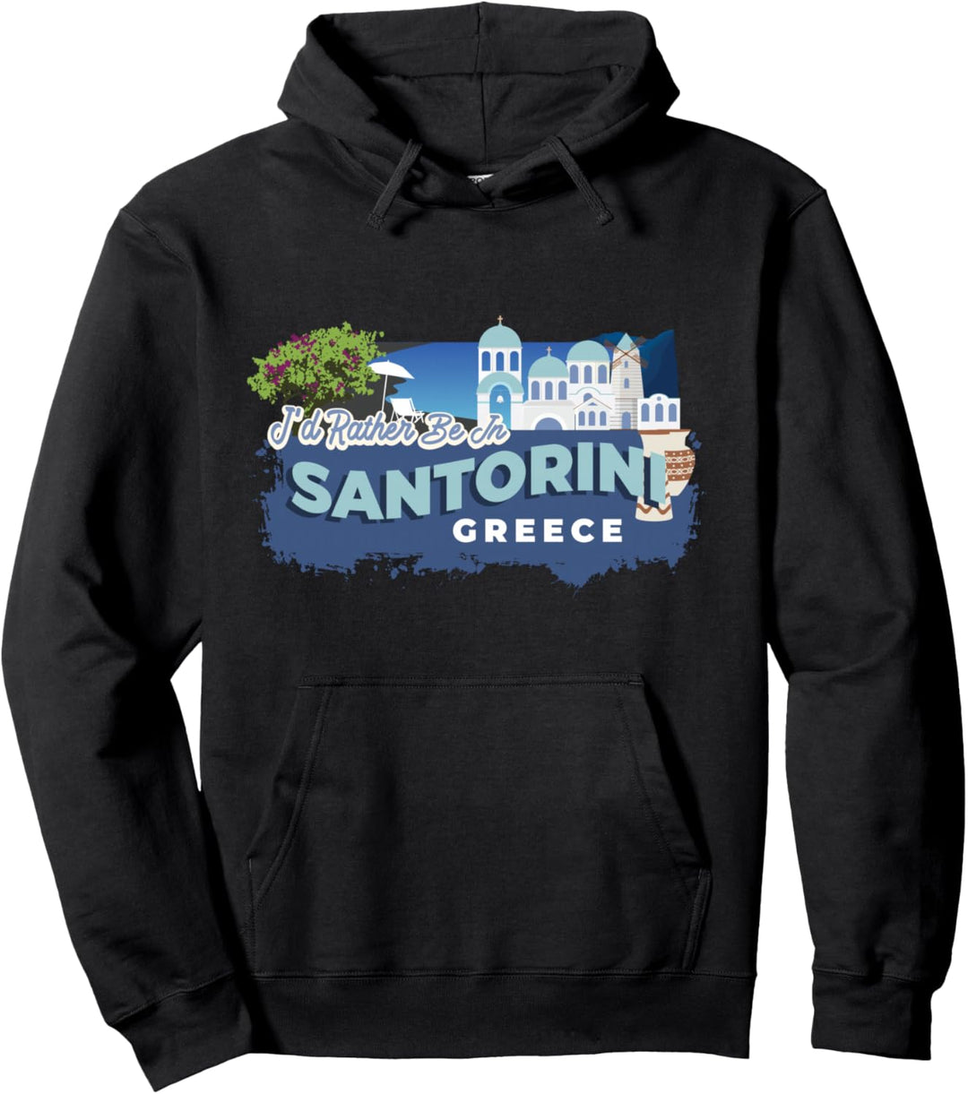 Ich wäre lieber in Santorini Griechenland Vintage Souvenir Pullover Hoodie