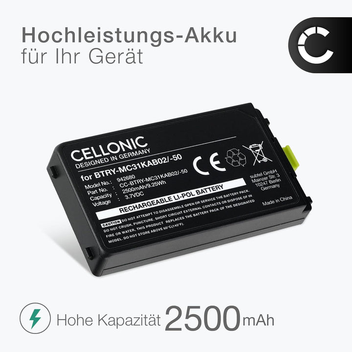 CELLONIC, Barcode-Scanner Akku kompatibel mit Symbol MC3190 kompatibel mit Zebra MC3190 kompatibel m