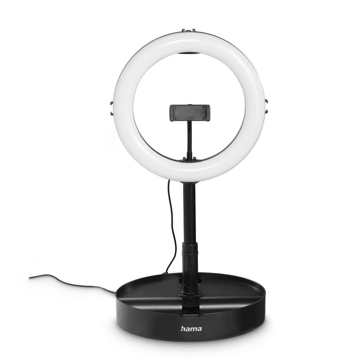 Hama LED Ringlicht mit Stativ Handy faltbar (10,2“ Ringleuchte, 26,5 cm Durchmesser, Tisch Stativ fü