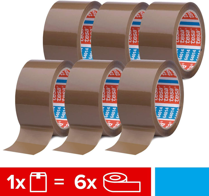 tesa pack 64014 im 6er Pack - Geräuscharmes Paketklebeband &amp; Verlegeband extra stark klebend - Doppe