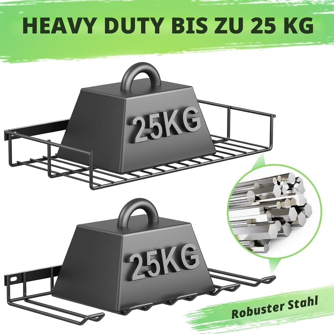 2-stöckiger Elektrowerkzeug-Organizer, Aufbewahrungsregal, Wandhalterung, Bohrerhalter für 4 Bohrmas
